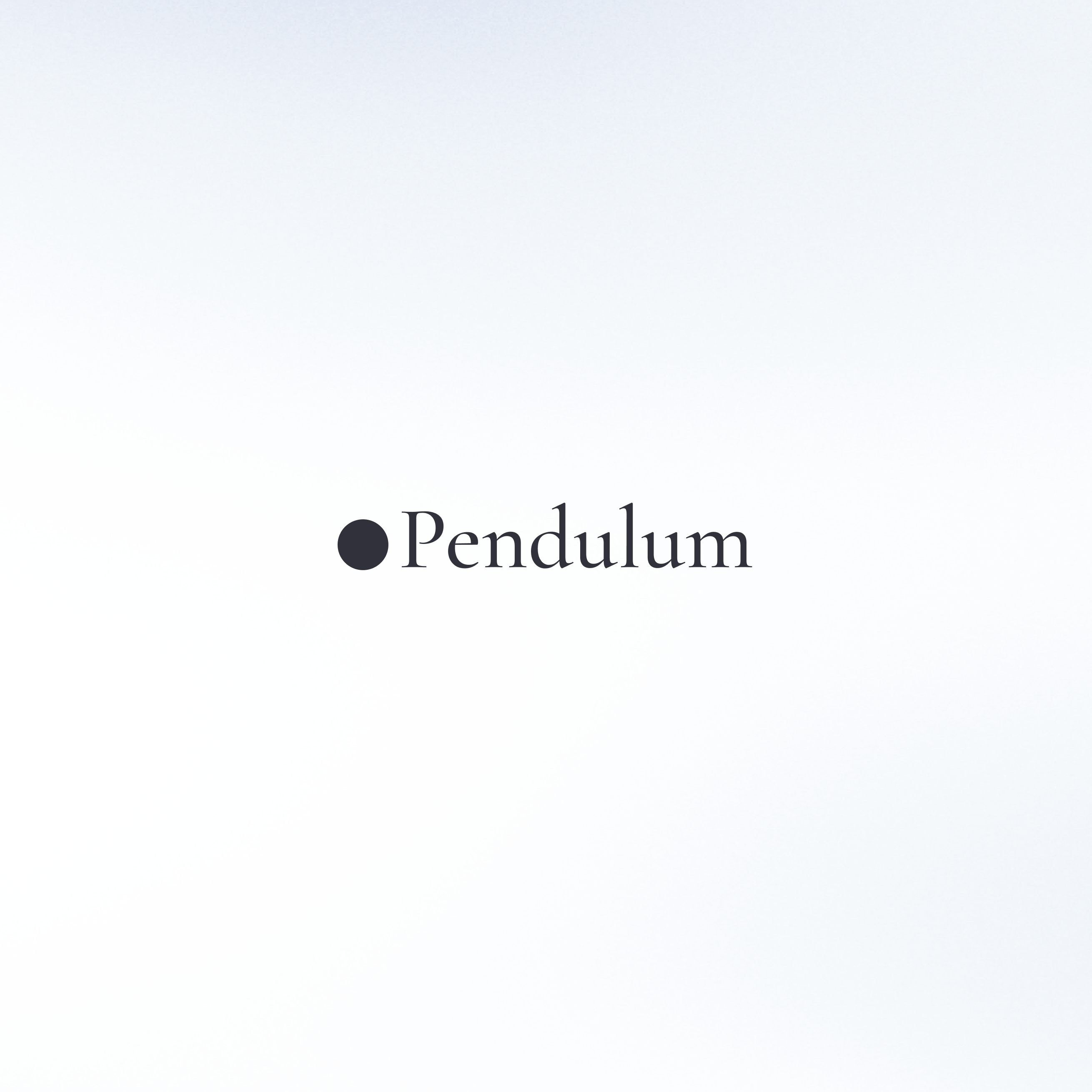 Pendulum — the wordmark on a pale field.